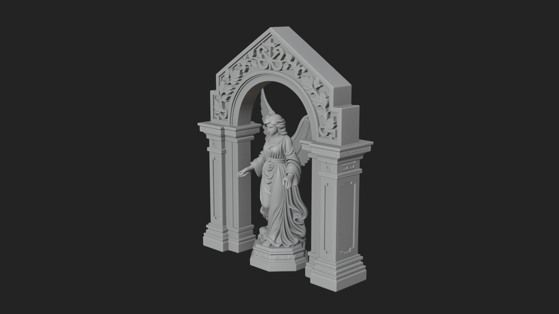 Angel in Gothic Arch Statue Design 2 3D Print Model 3D Model