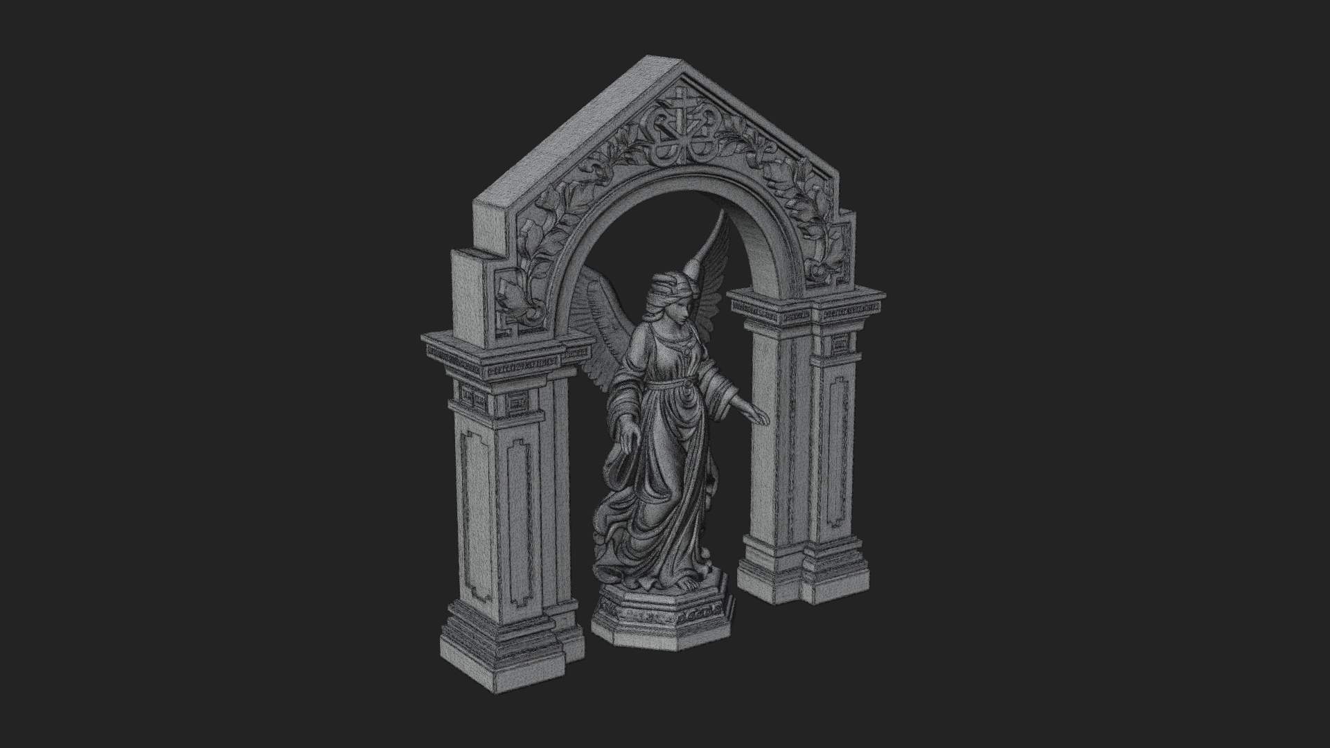 Angel in Gothic Arch Statue Design 2 3D Print Model 3D Model