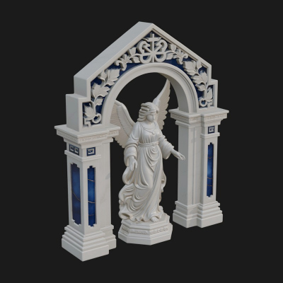 Angel in Gothic Arch Statue Design 2 3D Print Model
