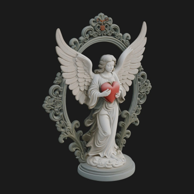 Angel with Heart Arch Statue Design 1 3D Print Model