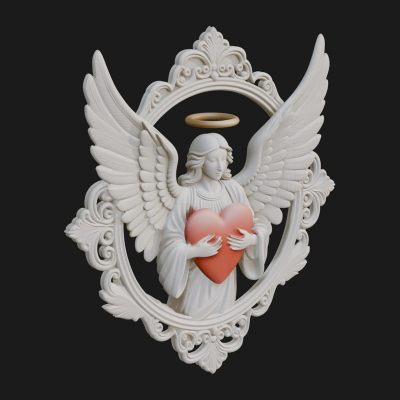 Angel With Heart Arch Statue Design 2 3D Print Model