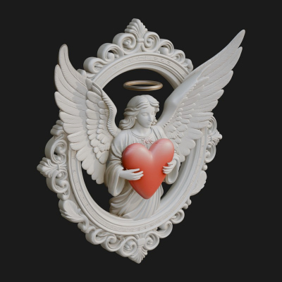 Angel with Heart Arch Statue Design 3 3D Print Model