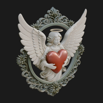 Angel with Heart Arch Statue Design 4 3D Print Model