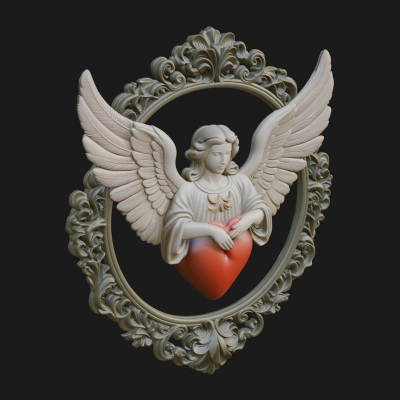 Angel with Heart Arch Statue Design 5 3D Print Model