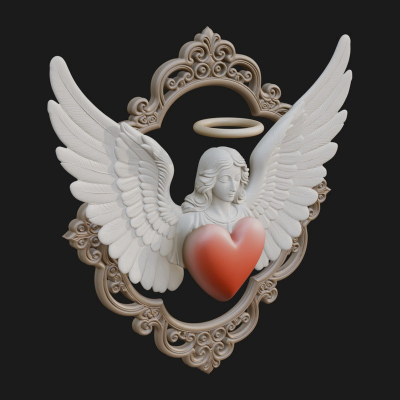 Angel with Heart Arch Statue Design 6 3D Print Model