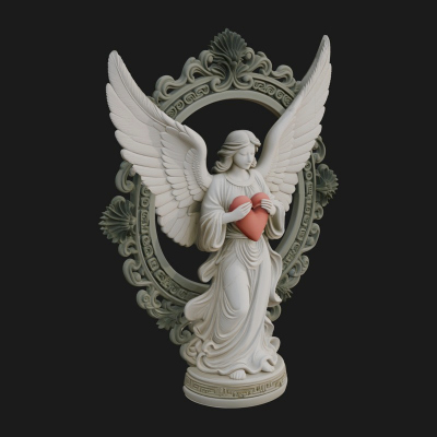 Angel with Heart Arch Statue Design 7 3D Print Model