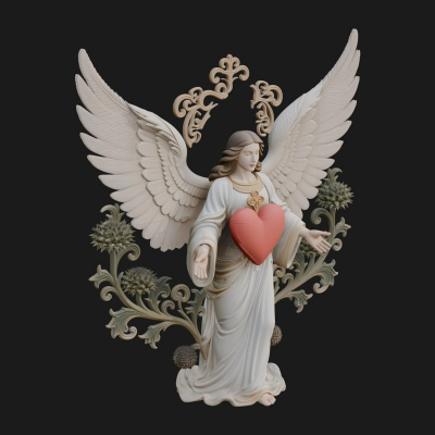 Angel with Heart Arch Statue Design 8 3D Print Model