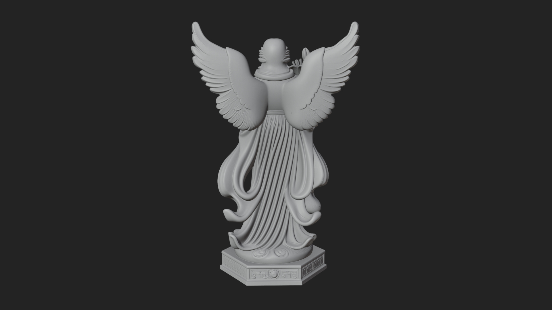 Angel with Lily Flower Statue Design 5 3D Print Model 3D Model