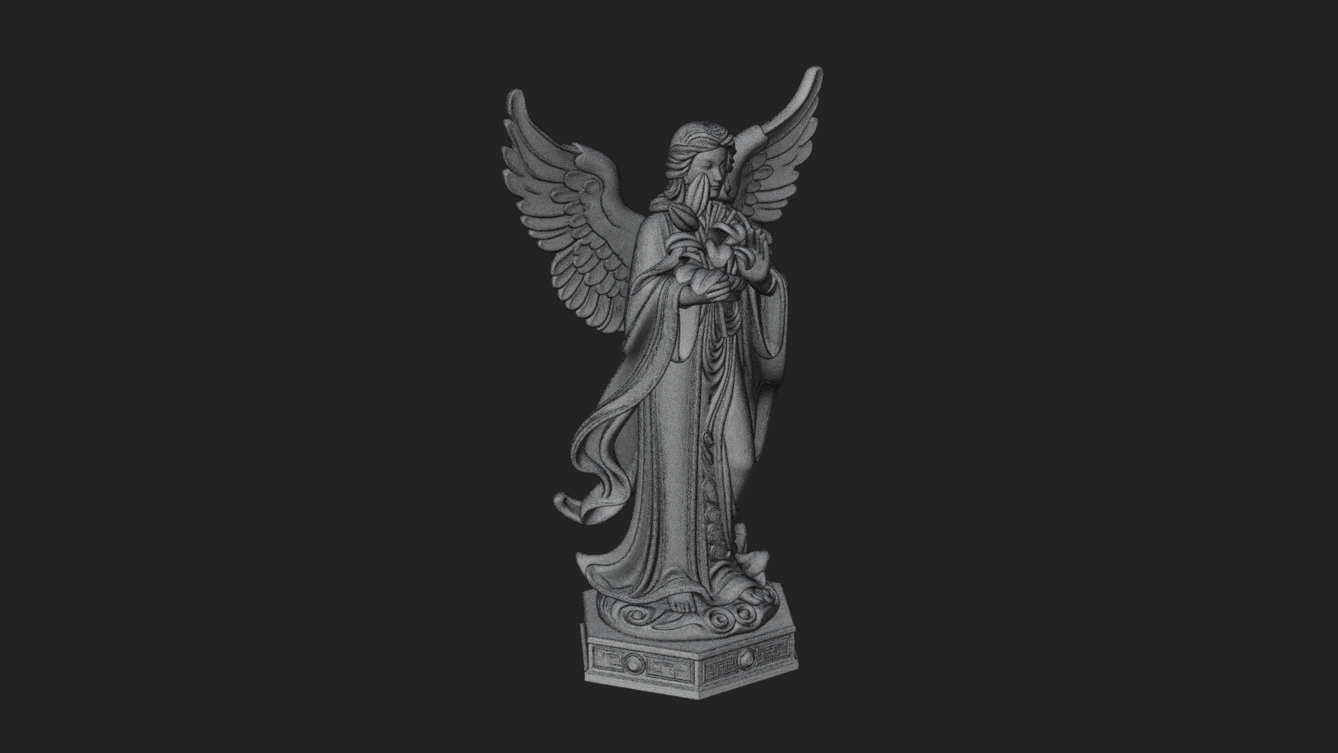 Angel with Lily Flower Statue Design 5 3D Print Model 3D Model