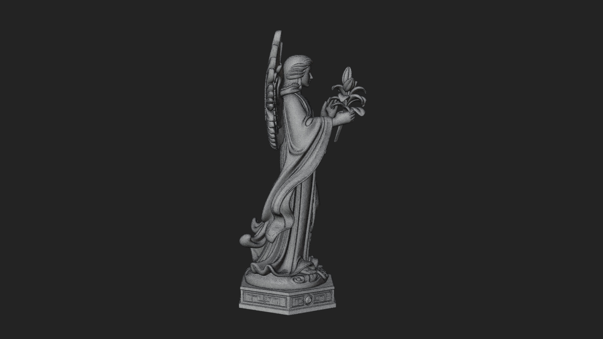 Angel with Lily Flower Statue Design 5 3D Print Model 3D Model