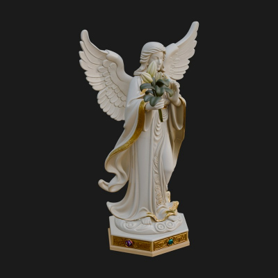Angel with Lily Flower Statue Design 5 3D Print Model