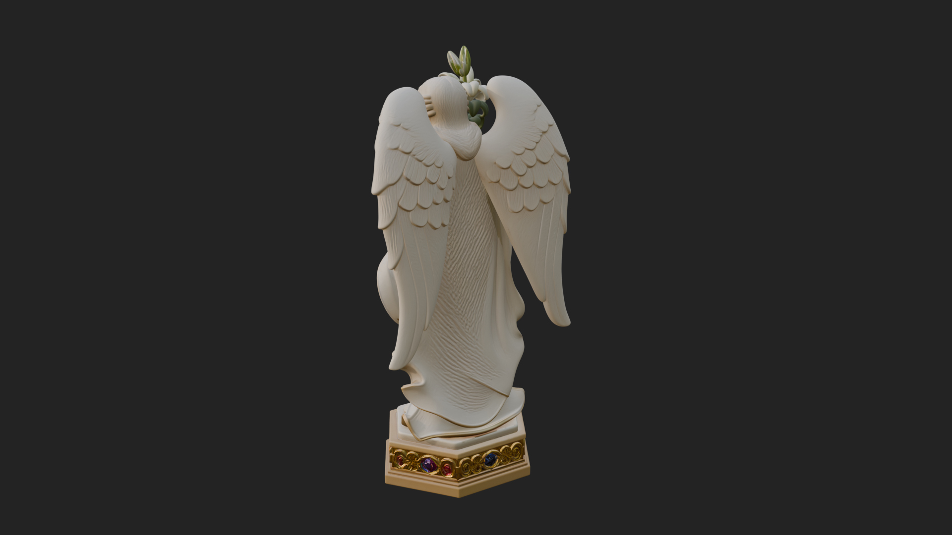 Angel with Lily Flower Statue Design 6 3D Print Model 3D Model