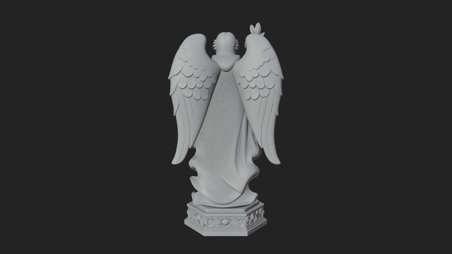 Angel with Lily Flower Statue Design 6 3D Print Model 3D Model