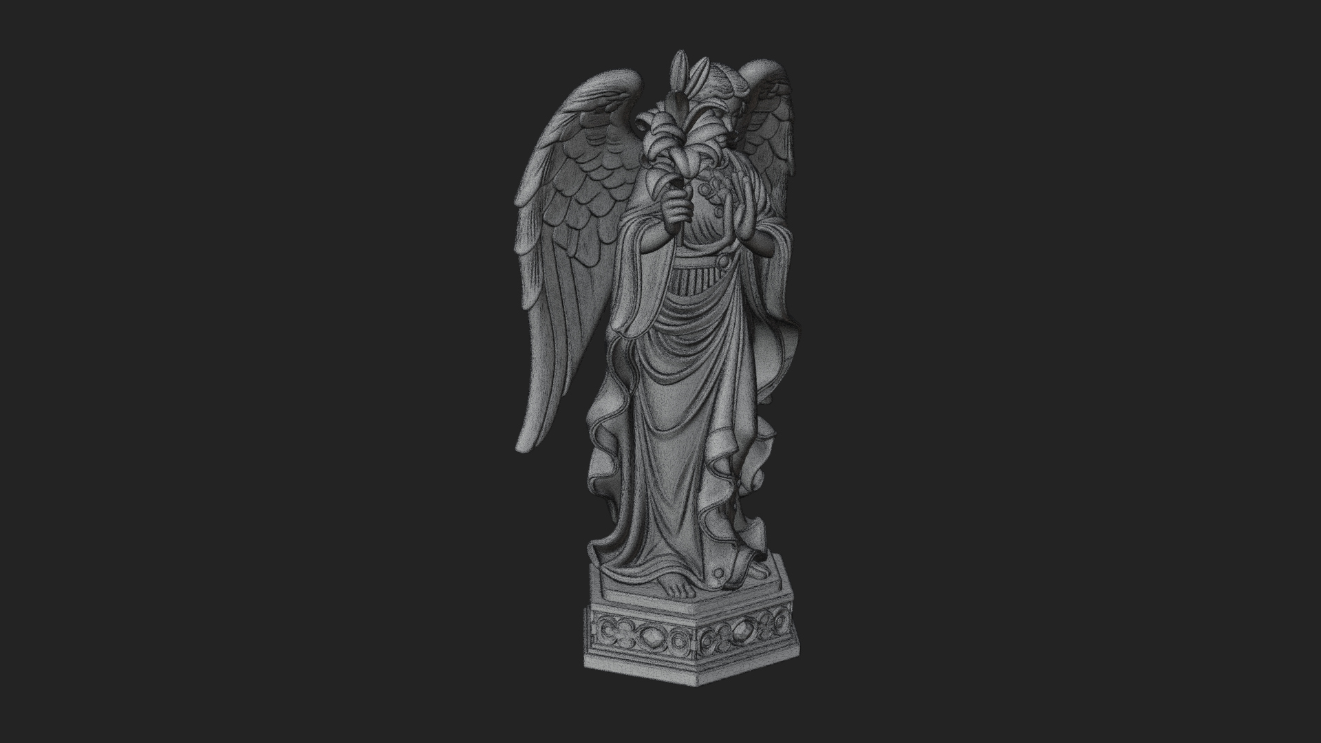 Angel with Lily Flower Statue Design 6 3D Print Model 3D Model