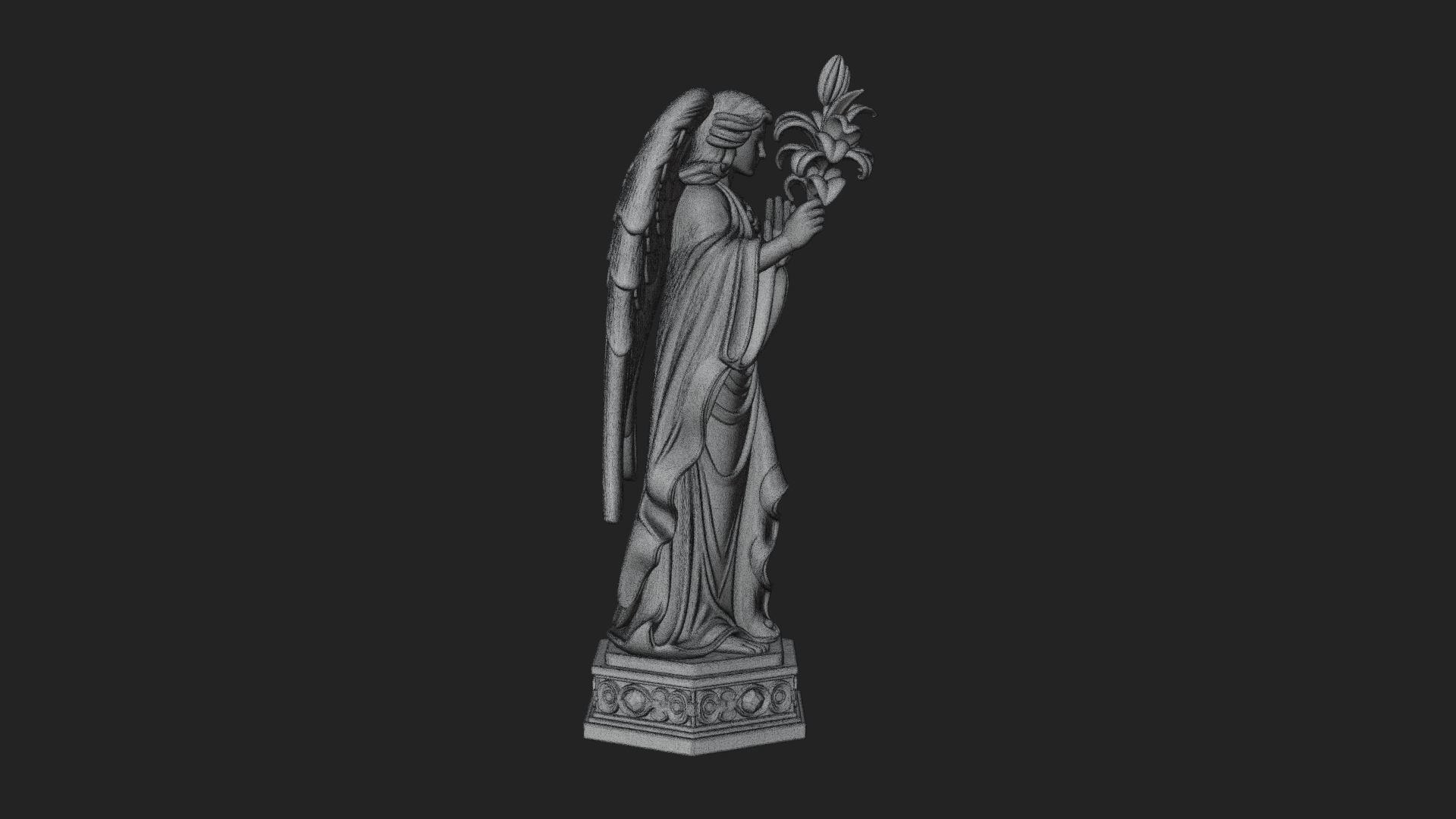 Angel with Lily Flower Statue Design 6 3D Print Model 3D Model