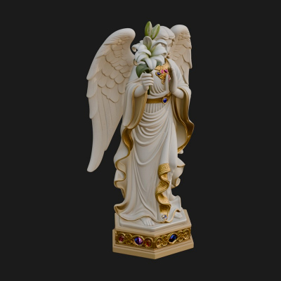 Angel with Lily Flower Statue Design 6 3D Print Model