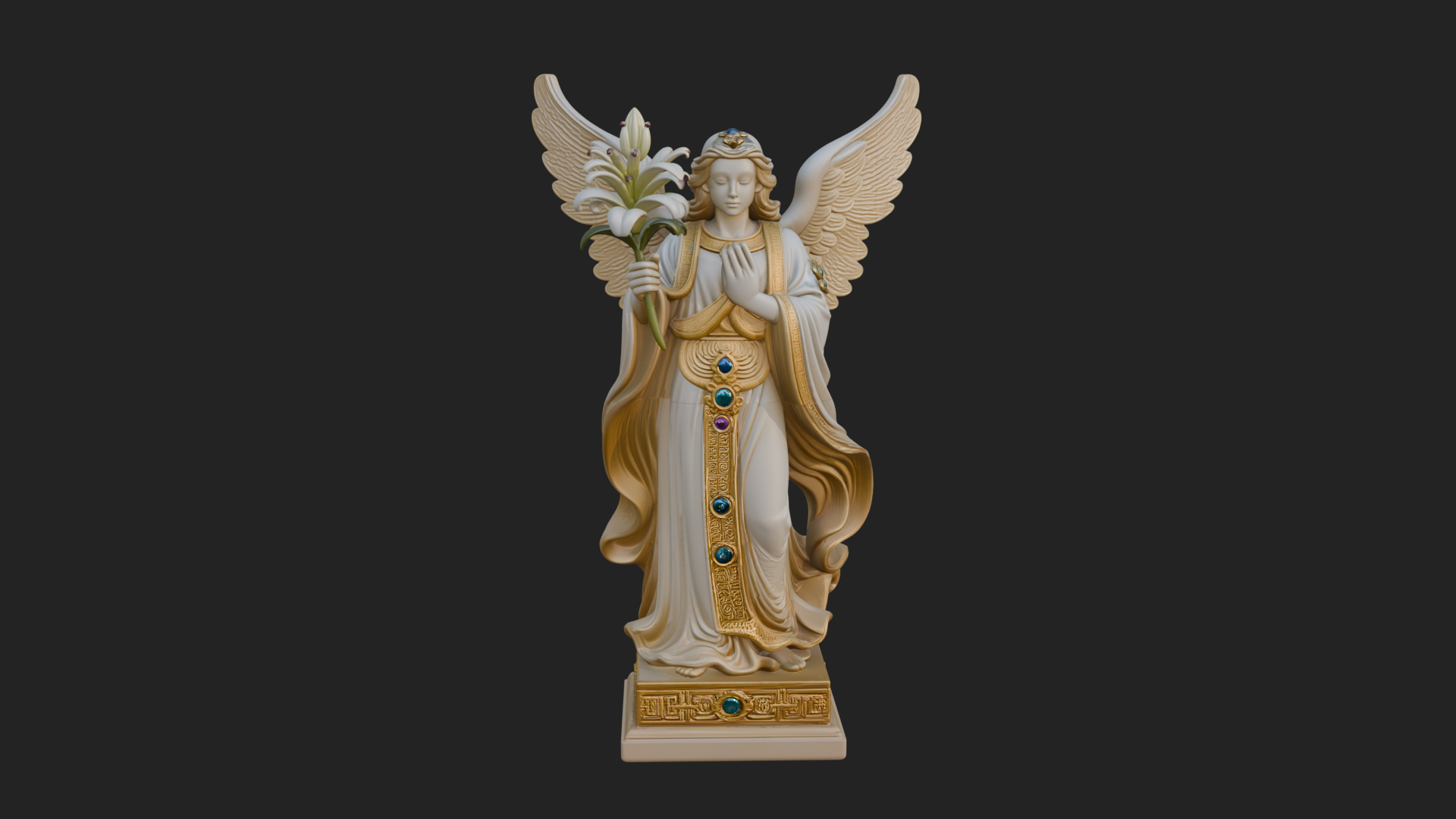 Angel with Lily Flower Statue Design 7 3D Print Model 3D Model