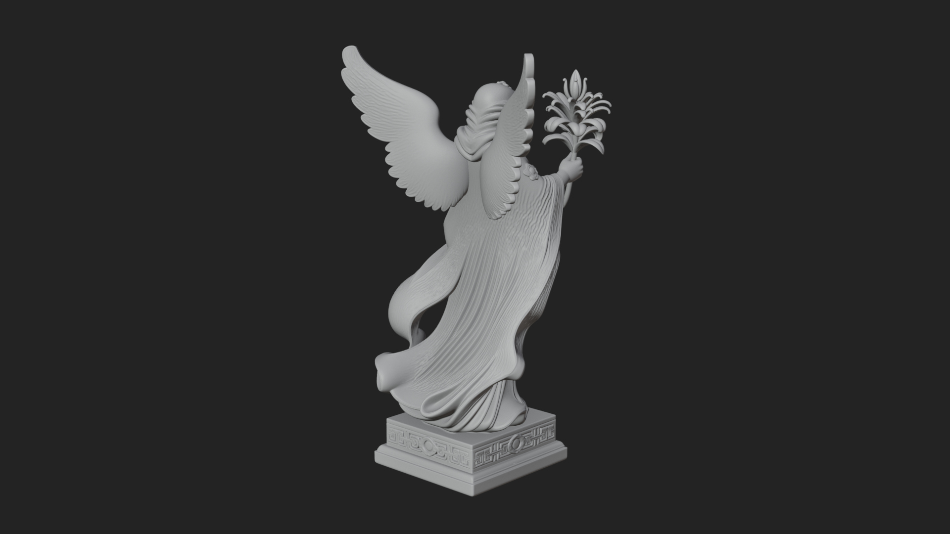 Angel with Lily Flower Statue Design 7 3D Print Model 3D Model
