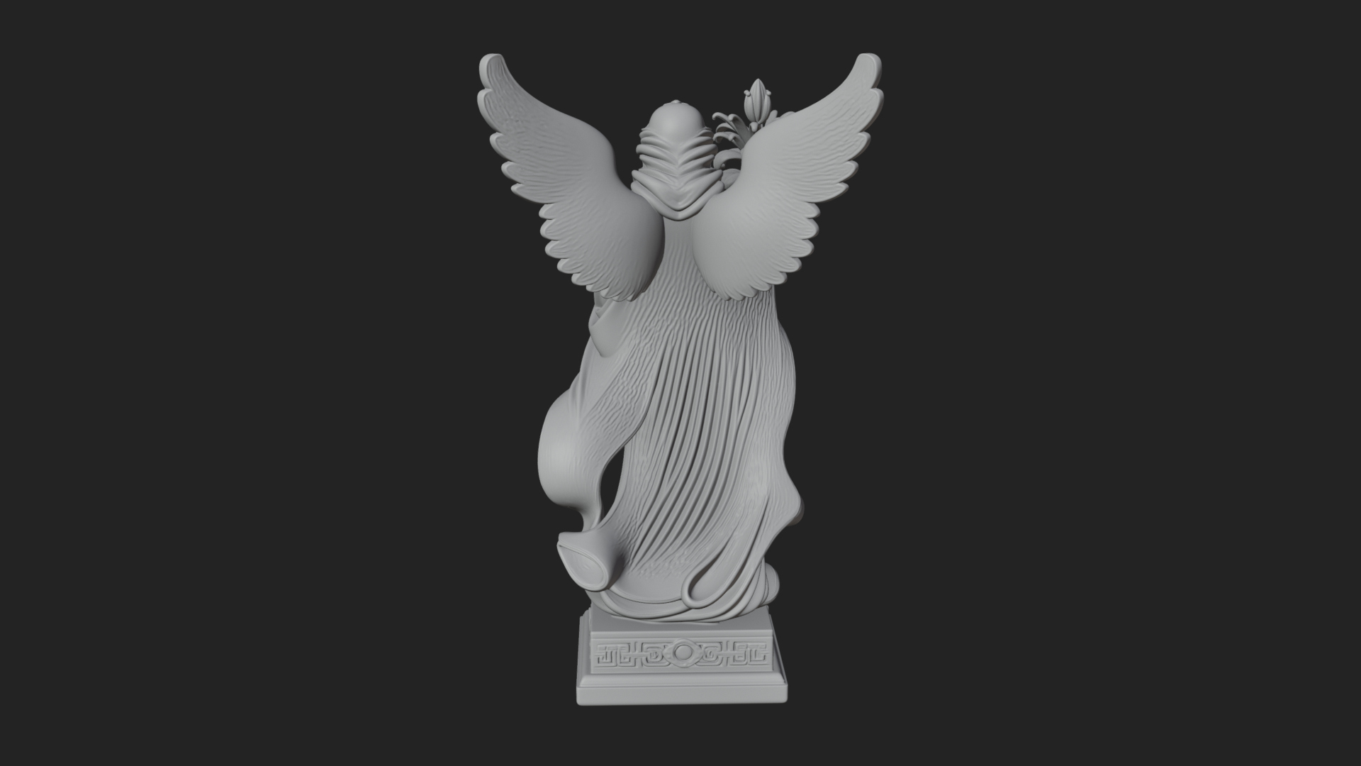 Angel with Lily Flower Statue Design 7 3D Print Model 3D Model