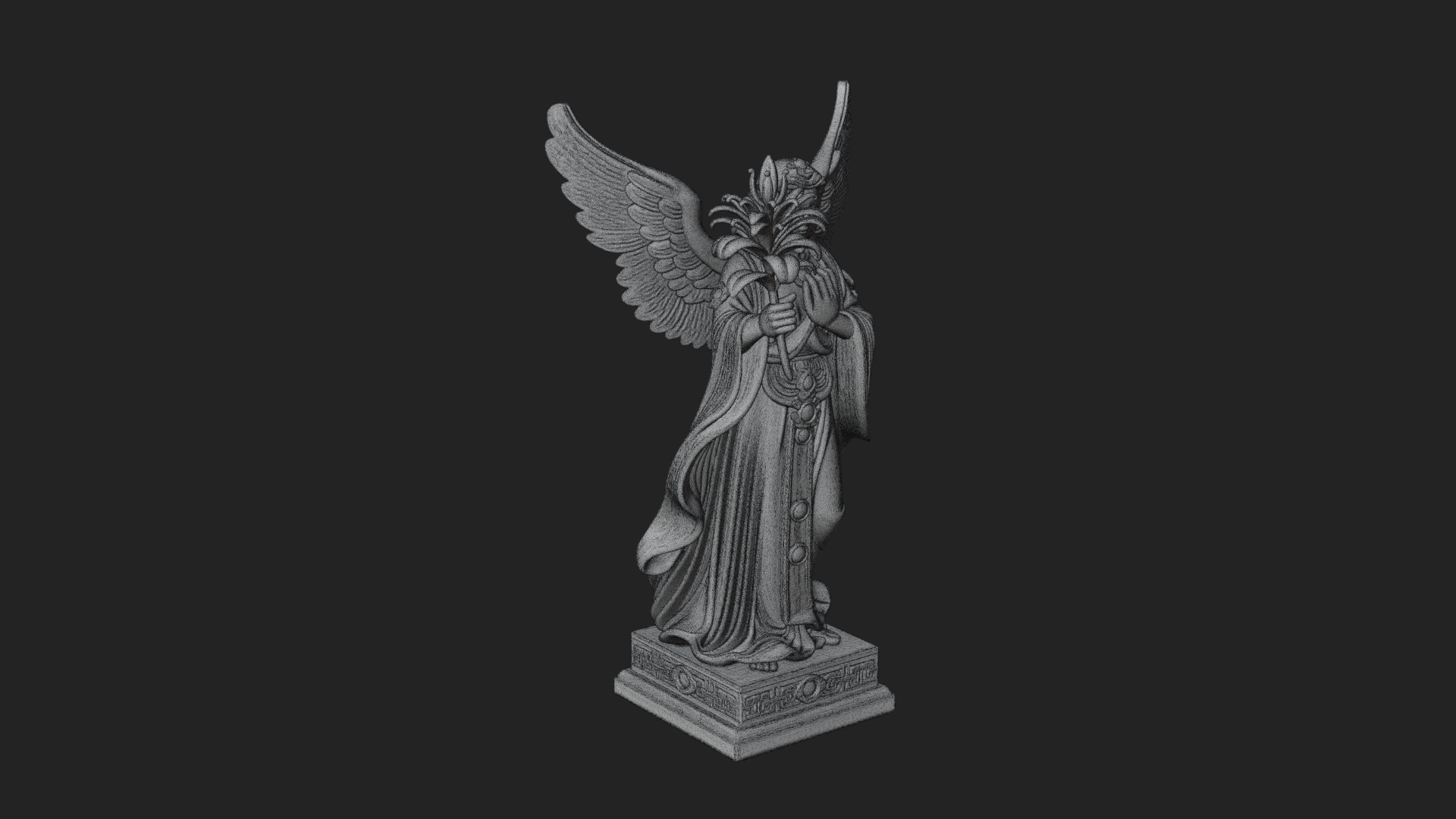Angel with Lily Flower Statue Design 7 3D Print Model 3D Model