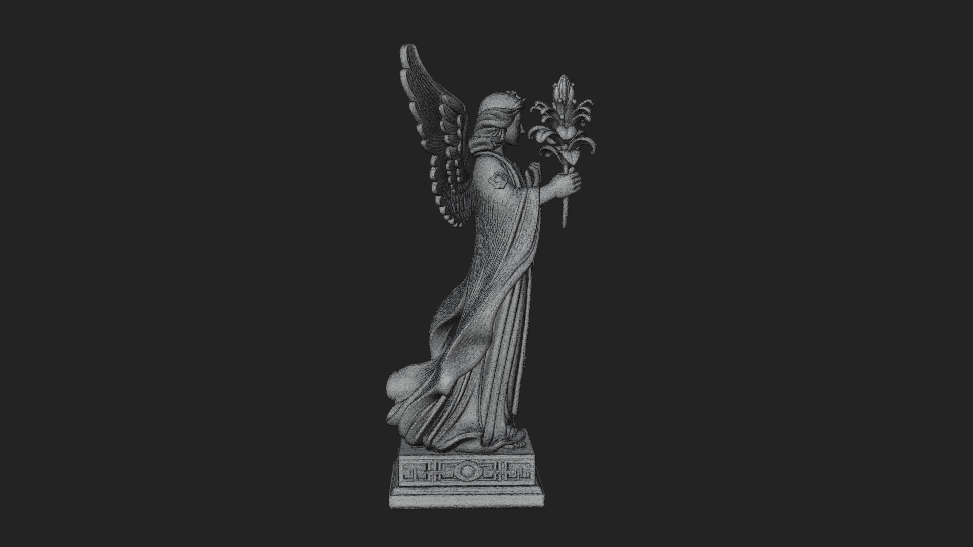 Angel with Lily Flower Statue Design 7 3D Print Model 3D Model