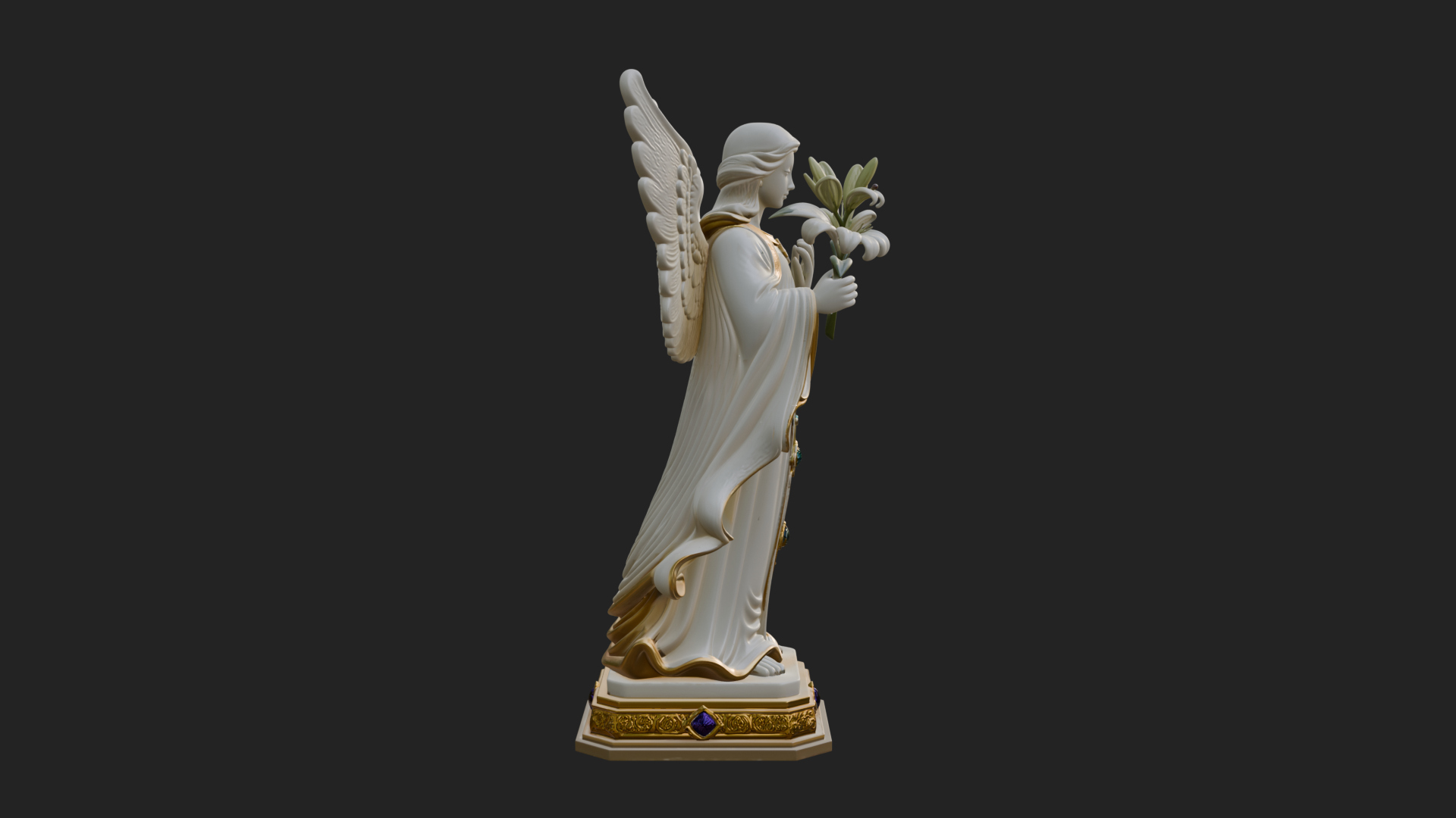 Angel with Lily Flower Statue Design 8 3D Print Model 3D Model