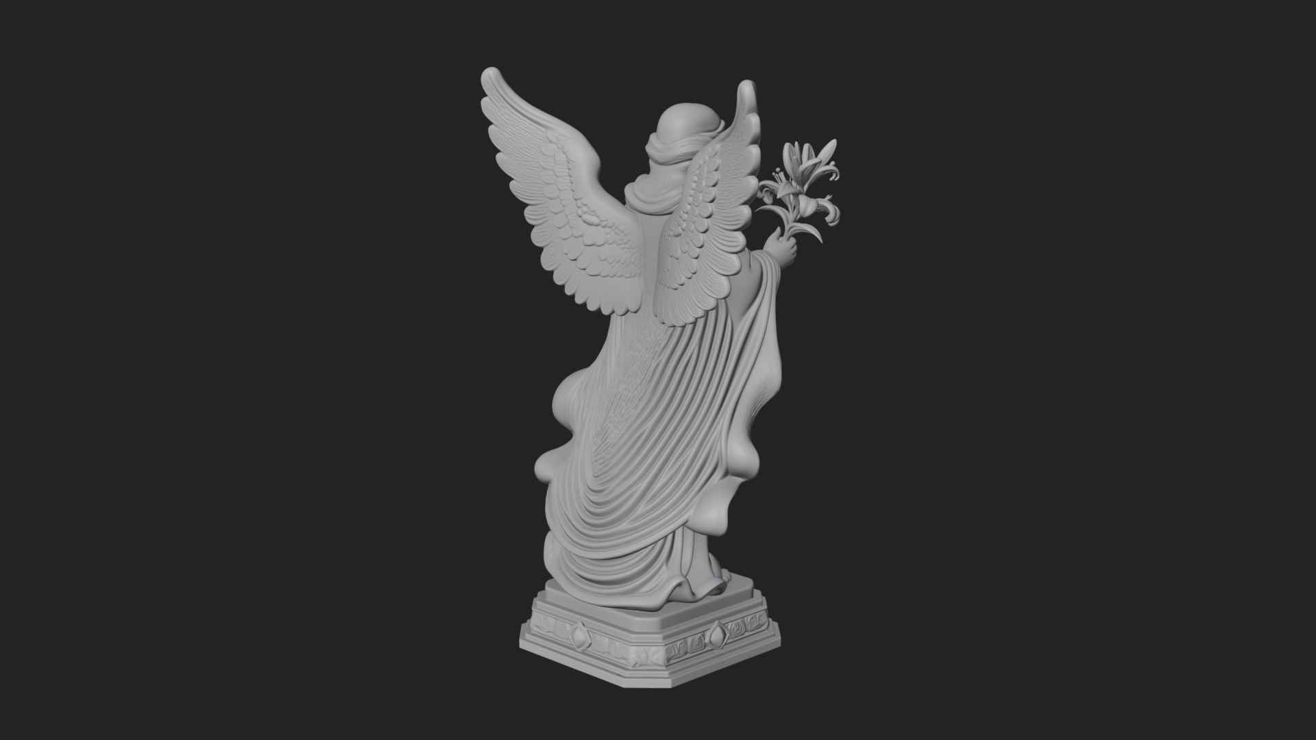 Angel with Lily Flower Statue Design 8 3D Print Model 3D Model