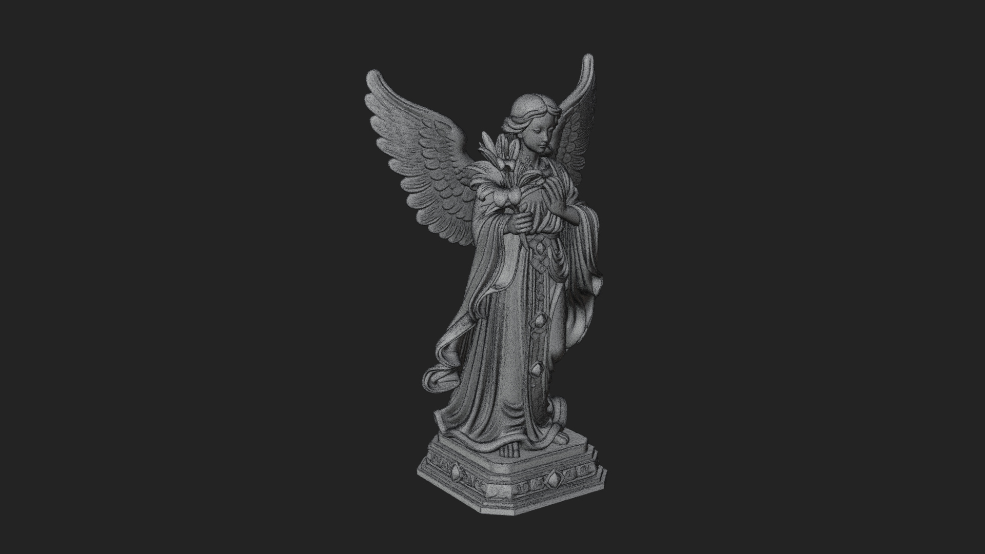 Angel with Lily Flower Statue Design 8 3D Print Model 3D Model