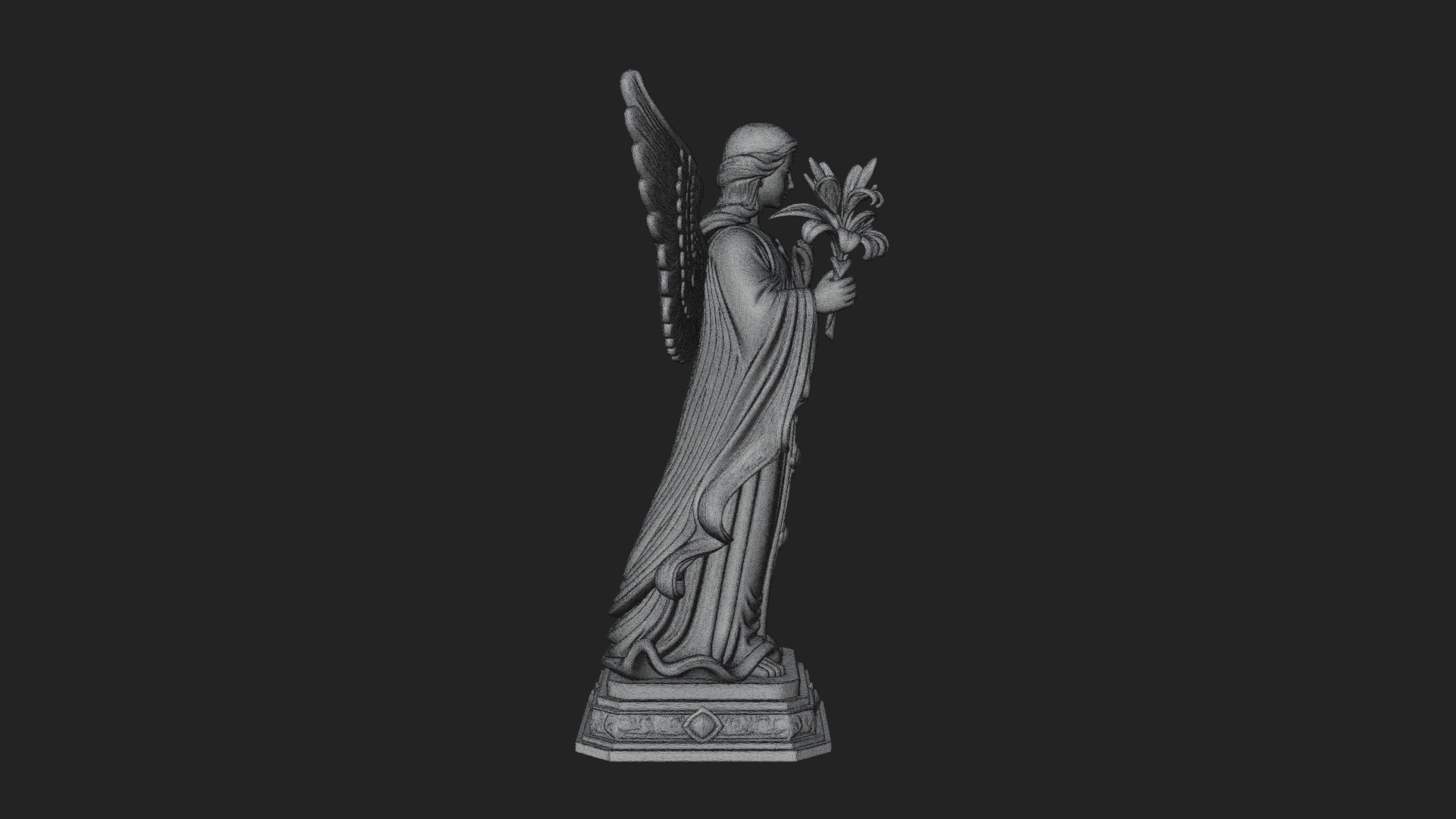 Angel with Lily Flower Statue Design 8 3D Print Model 3D Model