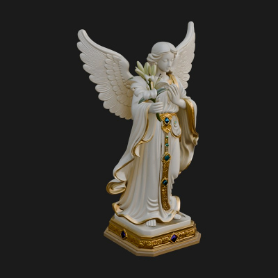 Angel with Lily Flower Statue Design 8 3D Print Model