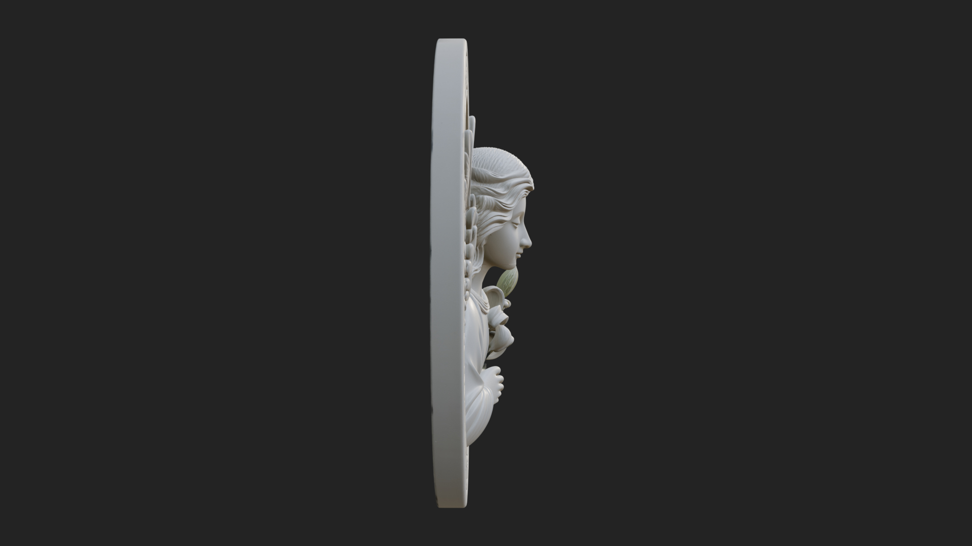 Angel with Lily Oval Relief Plaque Design 1 3D Print 3D Model