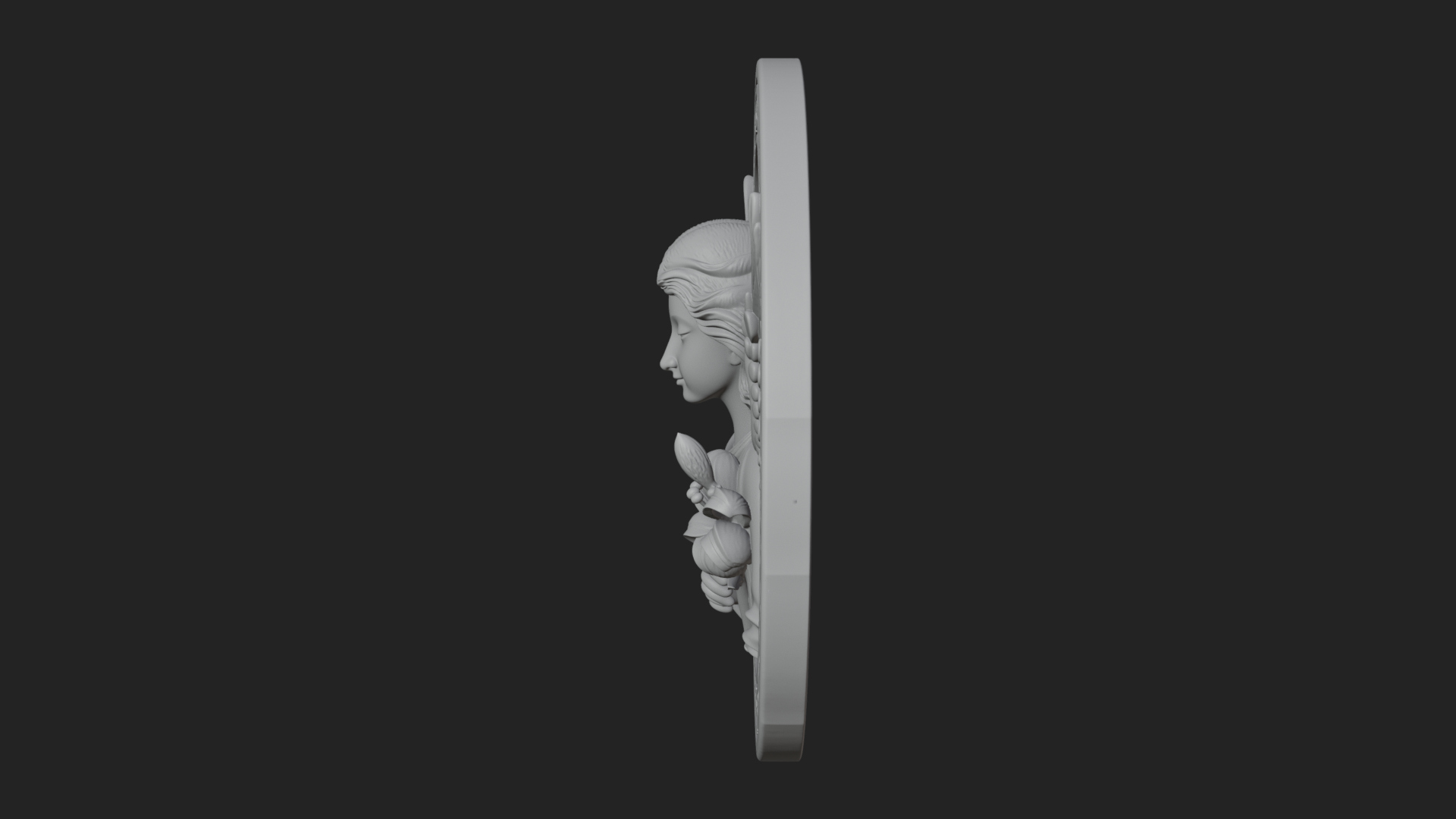 Angel with Lily Oval Relief Plaque Design 1 3D Print 3D Model
