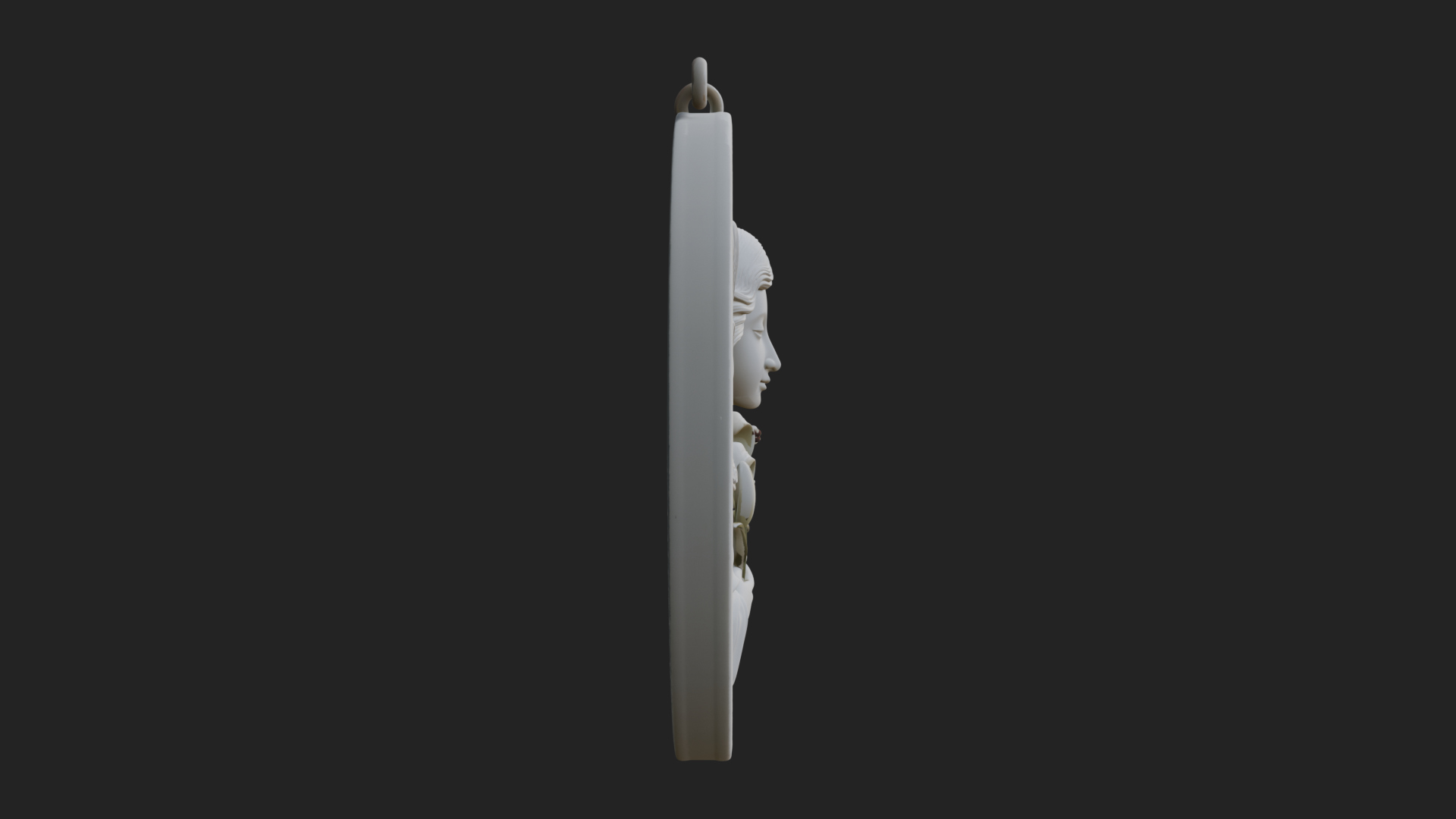 Angel with Lily Oval Relief Plaque Design 2 3D Print 3D Model
