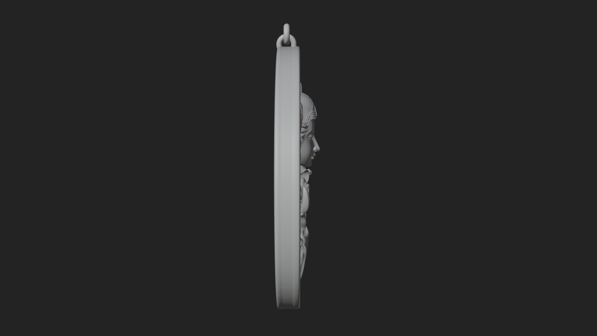 Angel with Lily Oval Relief Plaque Design 2 3D Print 3D Model