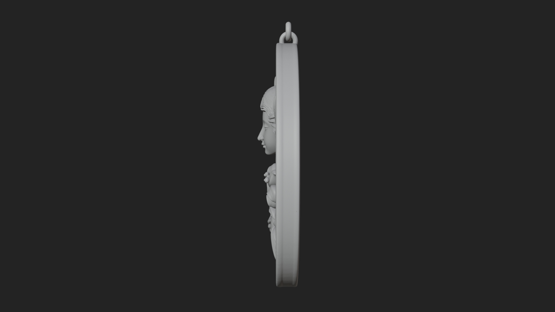 Angel with Lily Oval Relief Plaque Design 2 3D Print 3D Model
