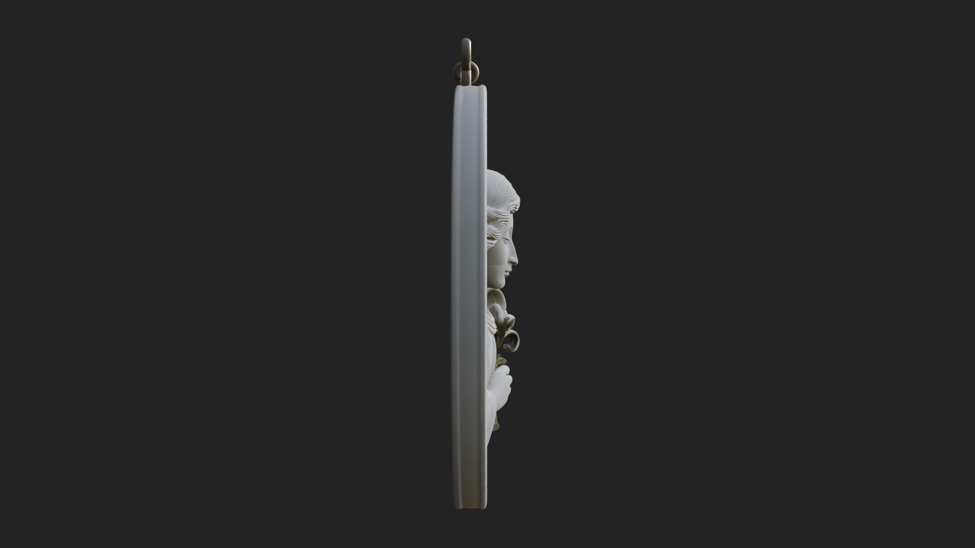 Angel with Lily Oval Relief Plaque Design 4 3D Print 3D Model