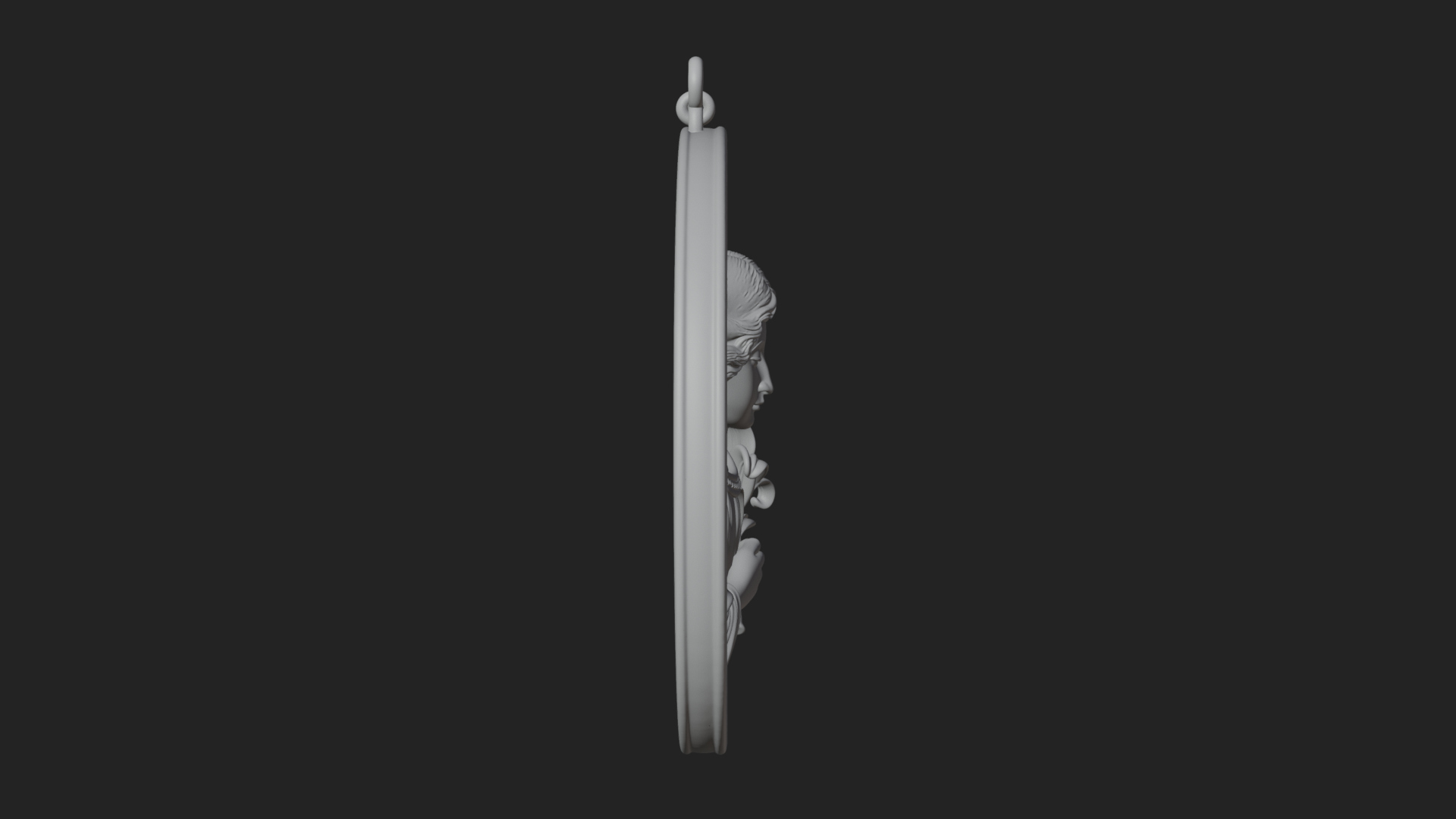 Angel with Lily Oval Relief Plaque Design 4 3D Print 3D Model