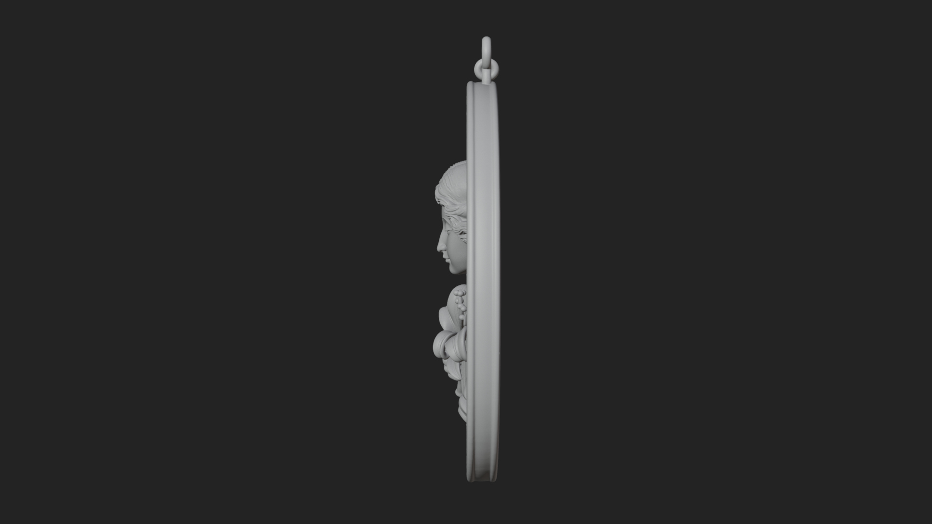 Angel with Lily Oval Relief Plaque Design 4 3D Print 3D Model
