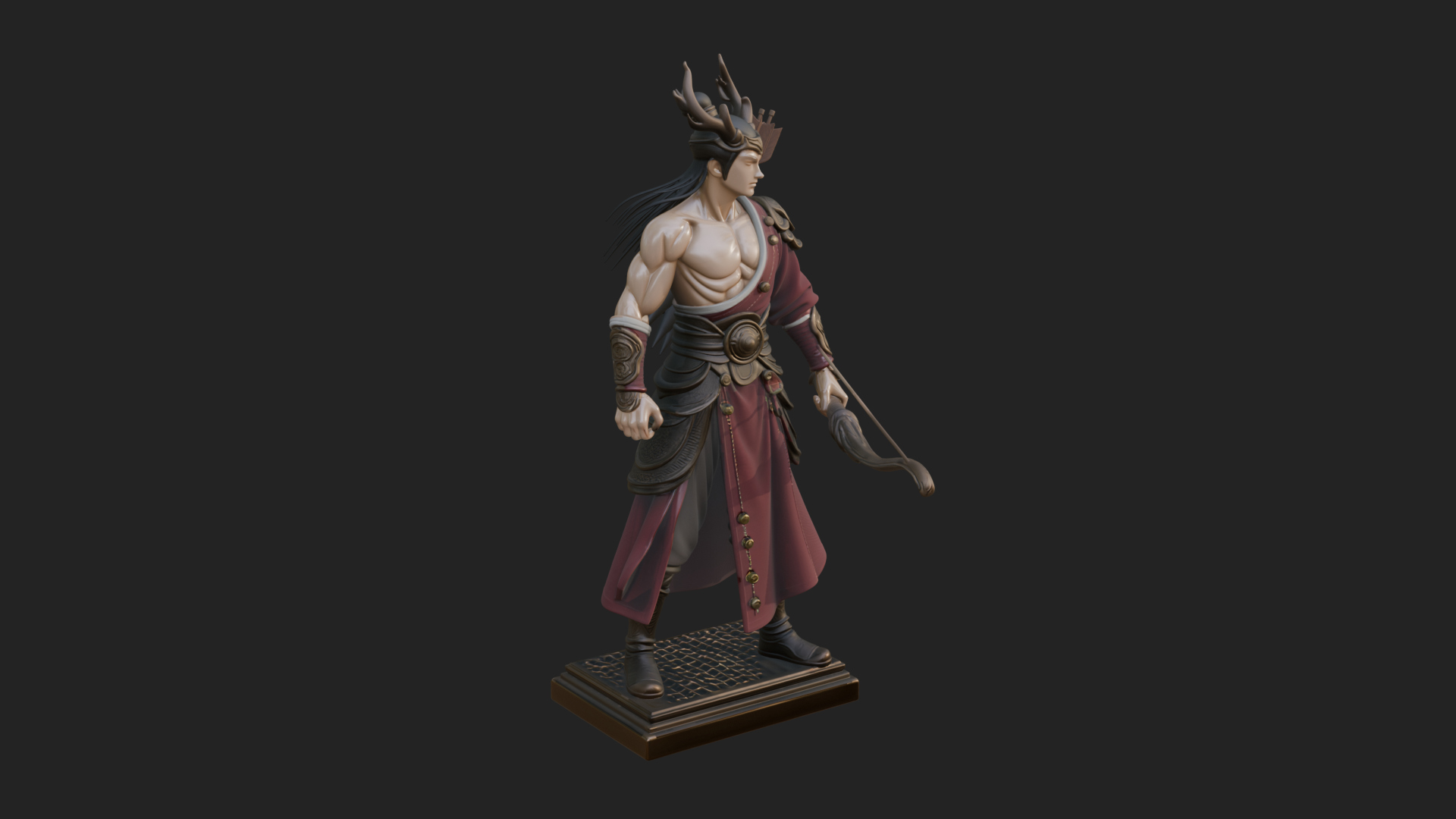 Antlered Crown Archer Statue Design 1 3D Print Model 3D Model