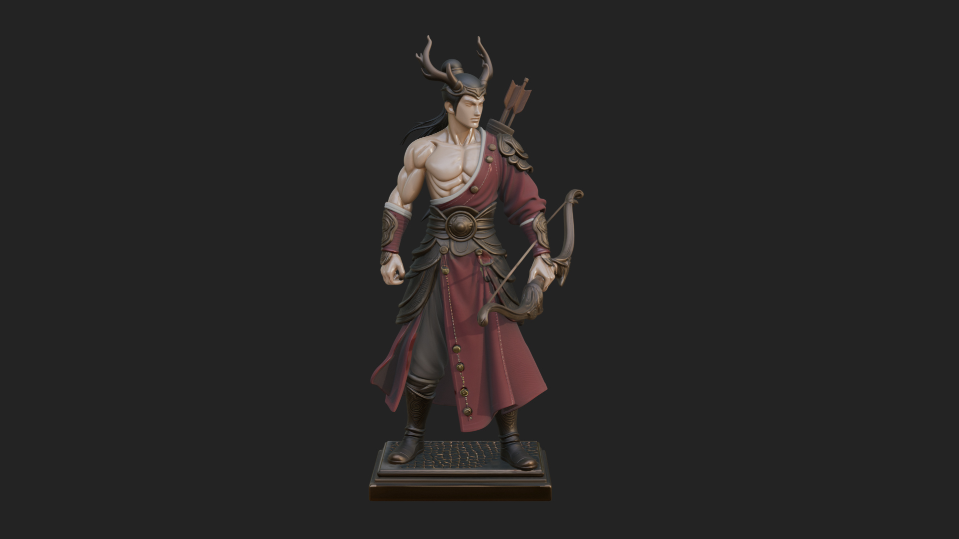 Antlered Crown Archer Statue Design 1 3D Print Model 3D Model