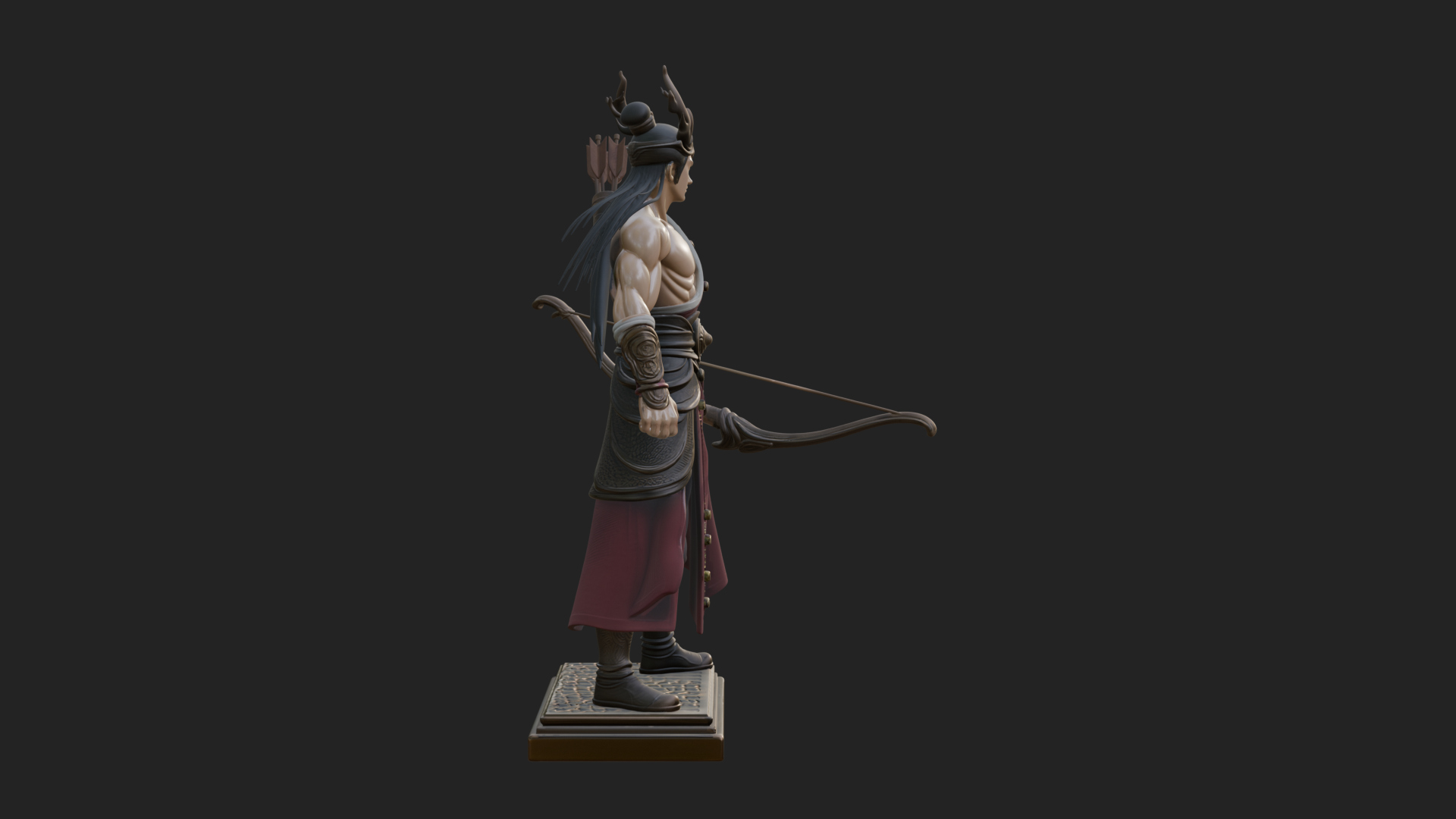 Antlered Crown Archer Statue Design 1 3D Print Model 3D Model