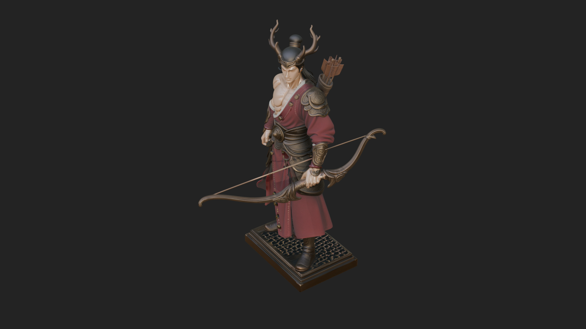 Antlered Crown Archer Statue Design 1 3D Print Model 3D Model