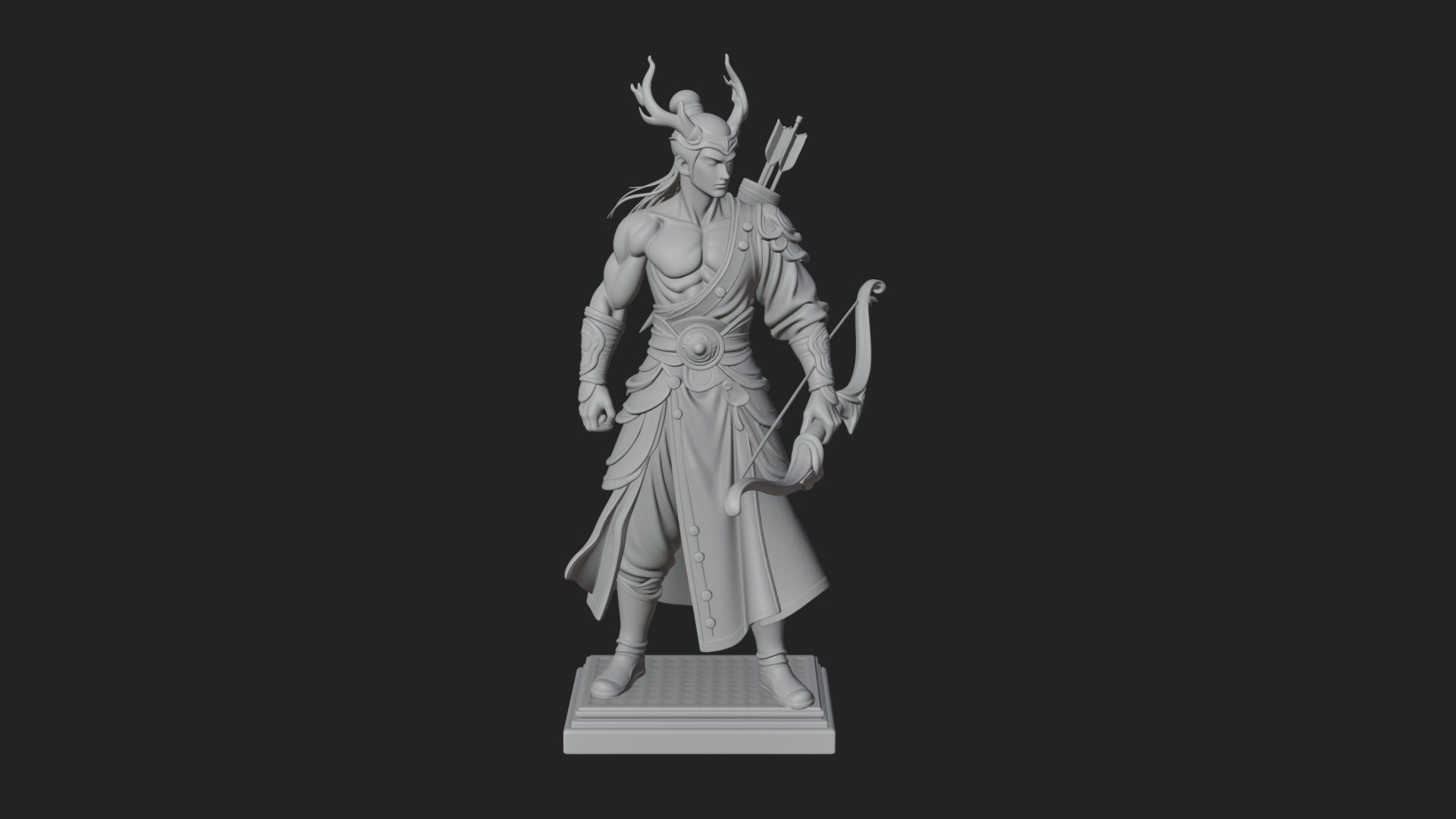 Antlered Crown Archer Statue Design 1 3D Print Model 3D Model