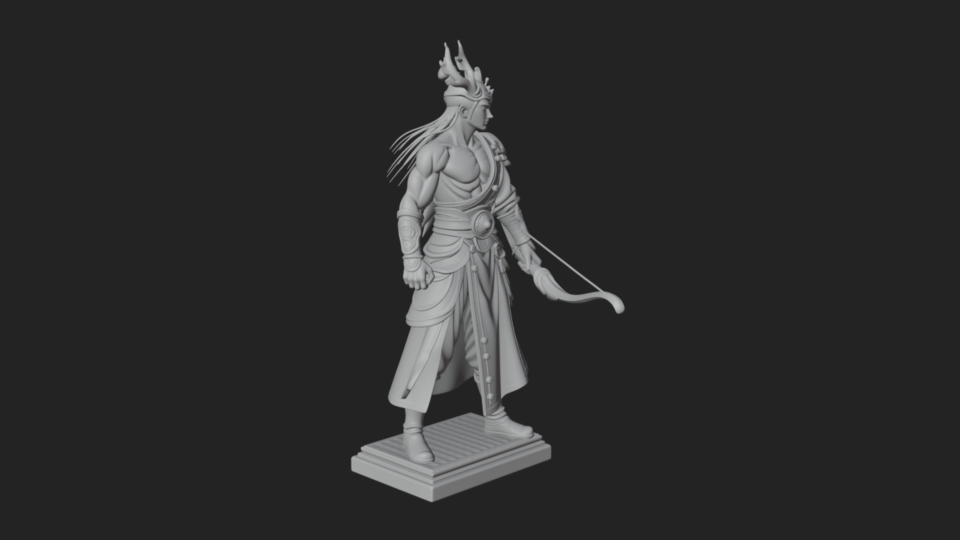Antlered Crown Archer Statue Design 1 3D Print Model 3D Model