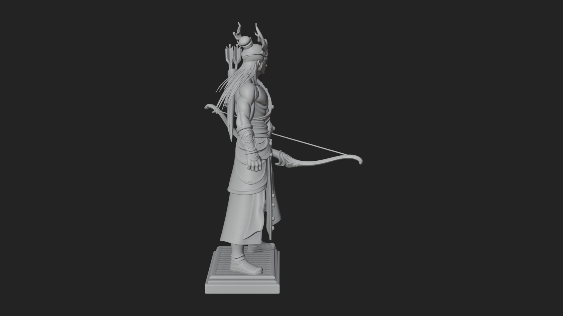 Antlered Crown Archer Statue Design 1 3D Print Model 3D Model