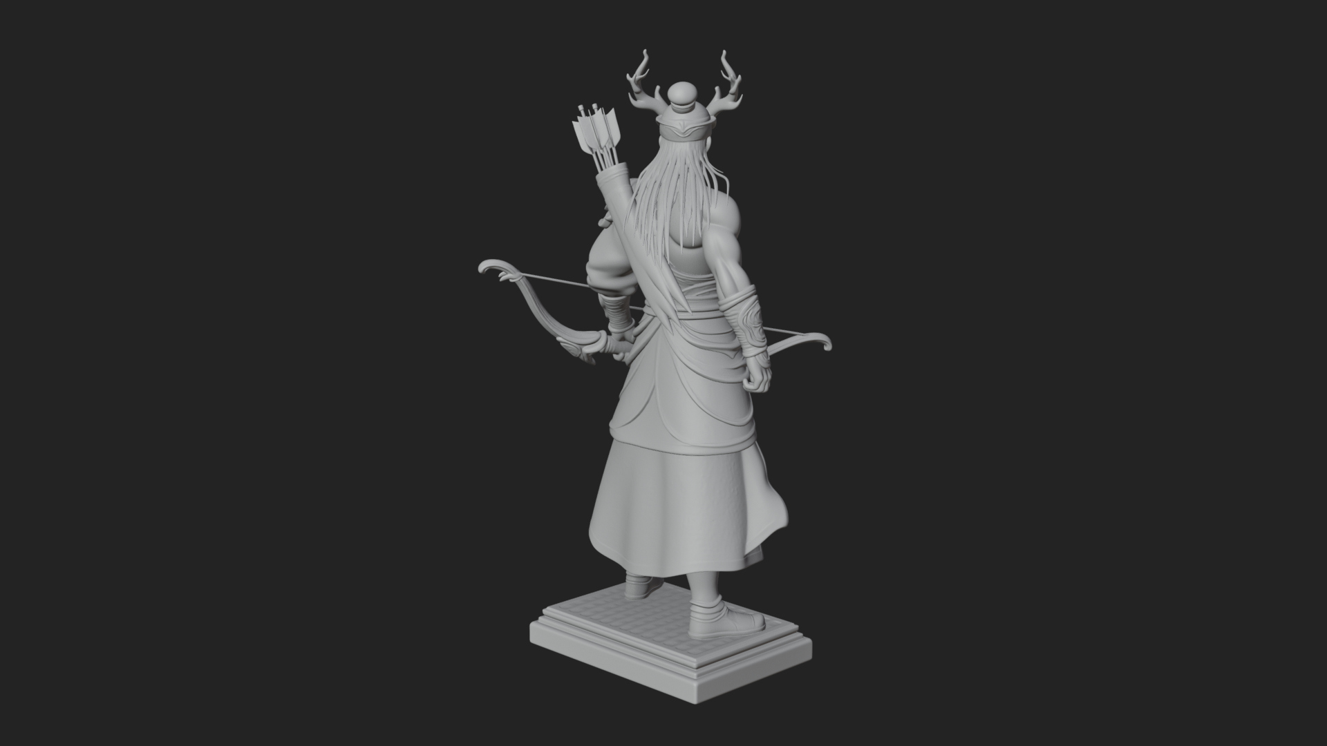 Antlered Crown Archer Statue Design 1 3D Print Model 3D Model