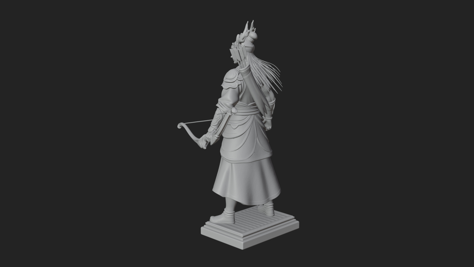 Antlered Crown Archer Statue Design 1 3D Print Model 3D Model