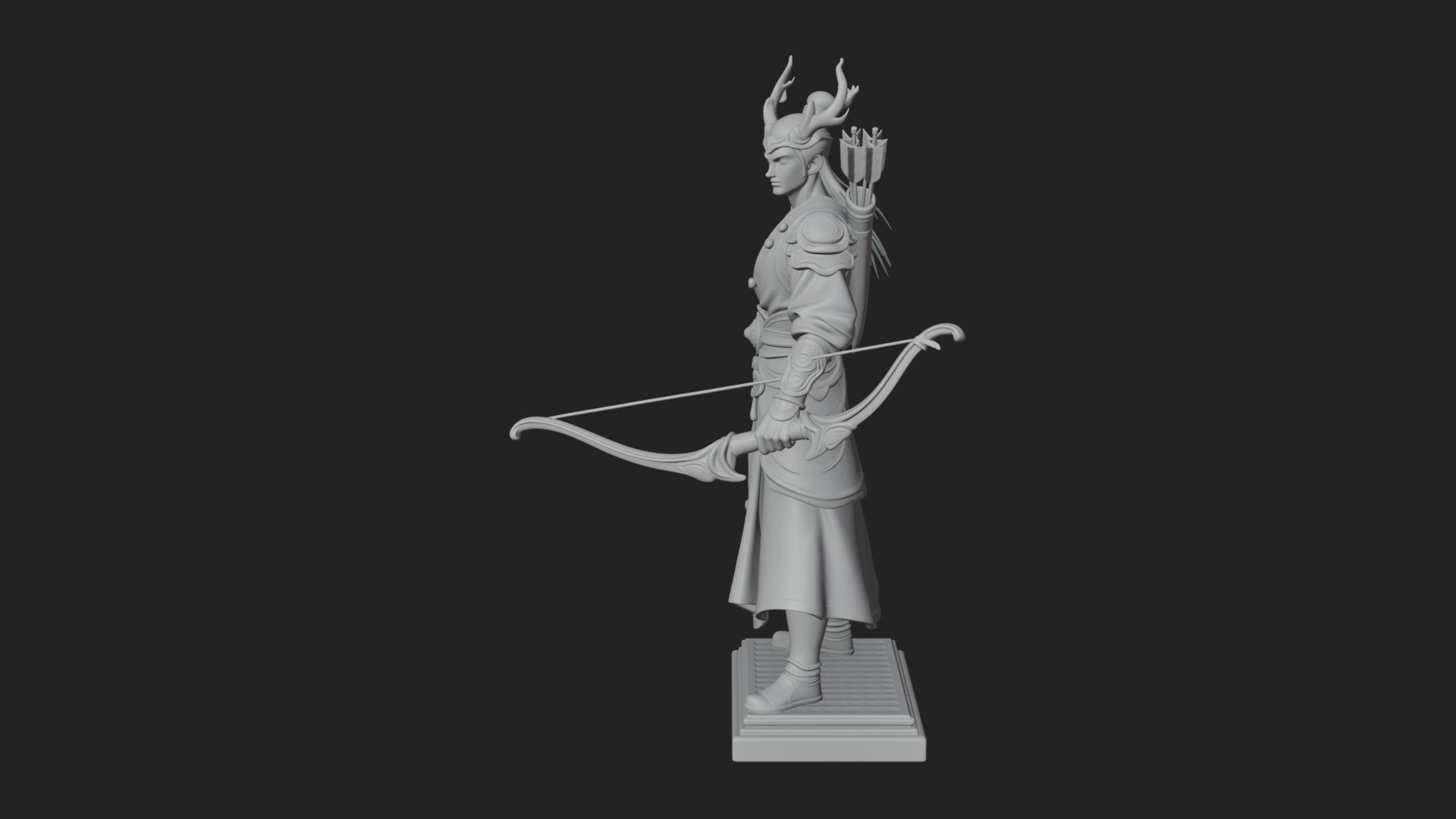 Antlered Crown Archer Statue Design 1 3D Print Model 3D Model