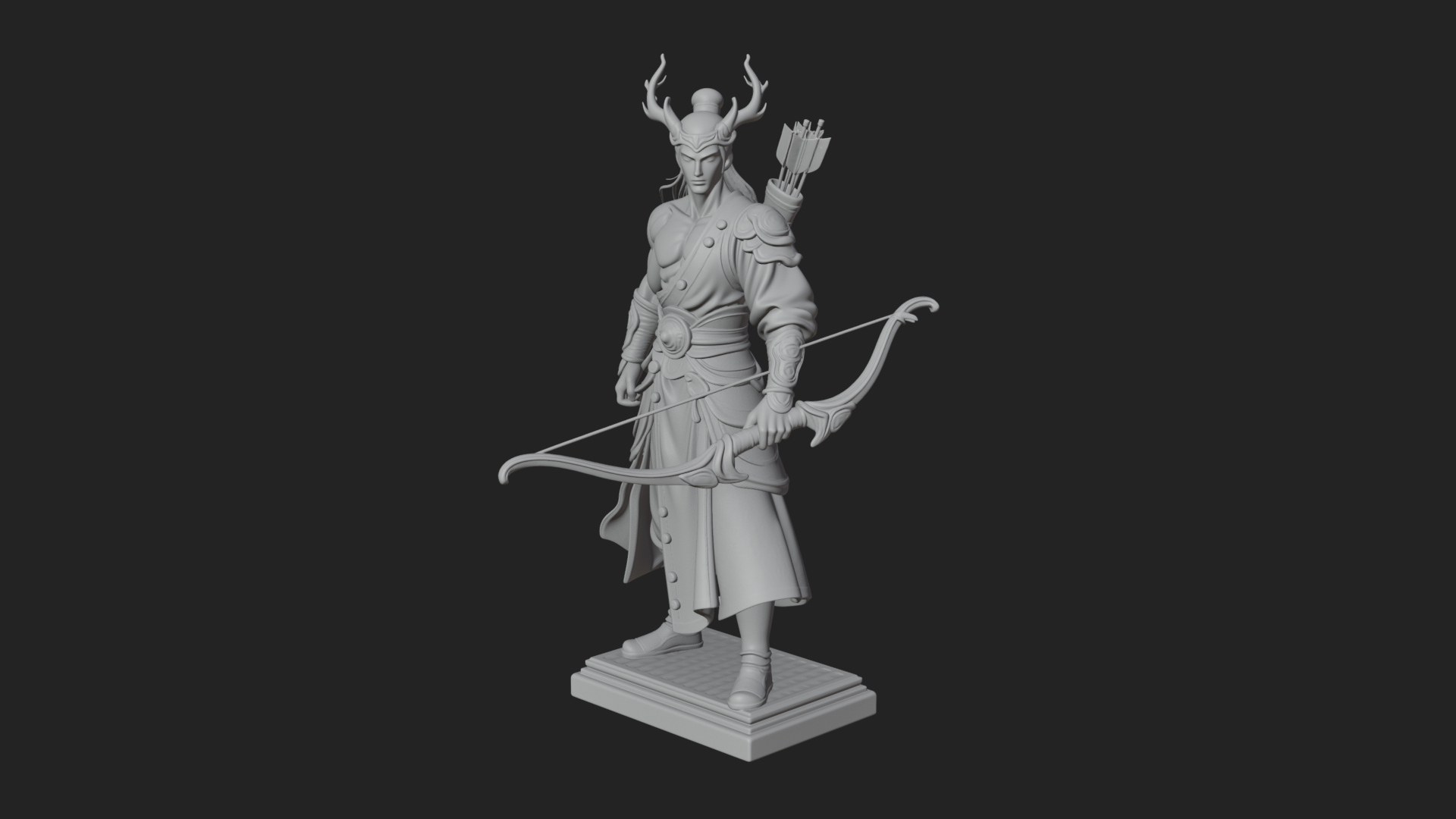 Antlered Crown Archer Statue Design 1 3D Print Model 3D Model