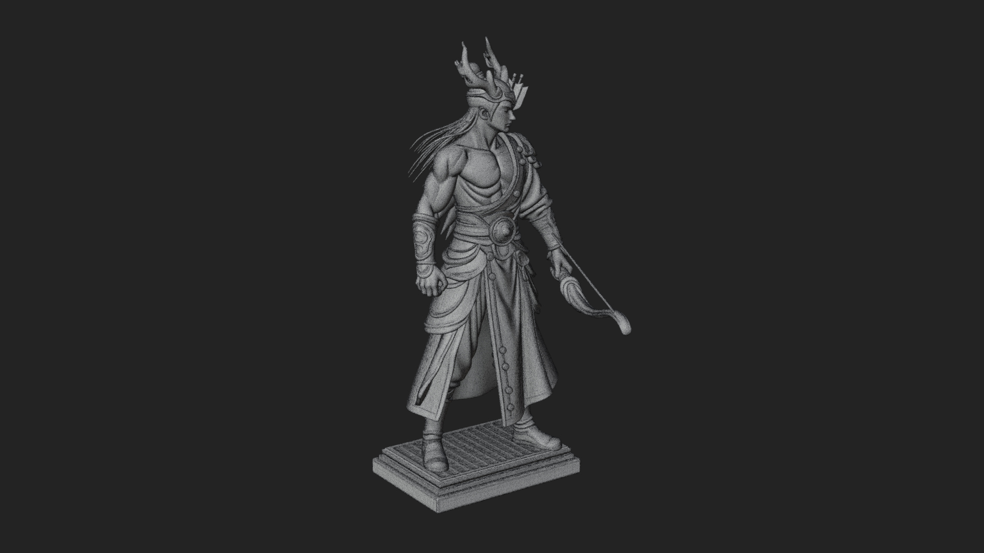 Antlered Crown Archer Statue Design 1 3D Print Model 3D Model